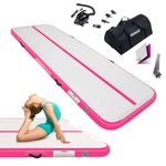 Tumbling Gymnastics Mat Inflatable Air 10ft Track Gym Tumble Mats 4 Inch Thickness for Home Use/Training/Cheerleading/Yoga/Water Fun with Electric Pump, pink 3m