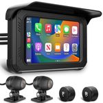 IXROAD Motorcycle Wireless CarPlay Android Auto Screen, Motorbike Dash Cam with 1080P Front and Rear Camera, Sat Nav, TPMS, GPS Logger, 5" Touchscreen