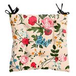 MUKESH HANDICRAFTS Polyester Filler Flower Printed Square Chair Pads/Seat Cushions with Ties | Multipurpose Uses for Sitting, Pooja, Dining Table, Indoor & Outdoor -Pack of 1 (16x16 Inches)