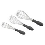 Amazon Basics Stainless Steel Wire Whisk Set, Gray - 3-Piece