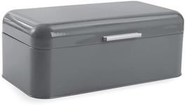 Culinary Couture Extra Large Dark Gray Bread Box for Kitchen Countertop - Holds 2 Bread Loaves! - 16.5" x 9" x 6.5" - Stainless Steel Vintage Bread Boxes for Kitchen Counters