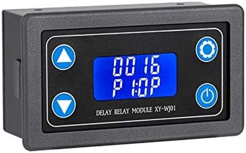 DROK Delay Relay Module, DC 6-30V Timer Relay 12V 24V 0.01s-9999min 50mA Digital Timer Cycle Delay Switch Module AC 220V Power On-Off Controller with LCD Display Switch Button Case