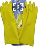 WH Gloves Co. 3 Pair Rubber Household Kitchen Gloves - Combi. Made in Vietnam (Yellow, Large, 3 Pairs) For cleaning, dishwashing and food prep