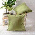 MERNETTE New Year/Christmas Decorations Velvet Soft Decorative Square Throw Pillow Cover Cushion Covers Pillowcase, Home Decor for Party/Xmas 16x16 Inch/40x40 cm, Chrome Green, 2 Pieces