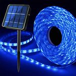 Outdoor Solar LED Strip Lights Blue, Solar Powered Flexible Waterproof Rope Lights, 8 Modes 180 LED Lights Strip for Garden Porch Gazebo Pathway Home Patio Umbrella Courtyard