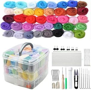 Joyeee Needle Felting Kit, Needle Felting Beginner DIY kit with 40 Colors Wool, Storage Case, Complete Needle Felting Tools Supplies, Needles Various Sizes, Scissors, Craft Animal Home Decoration