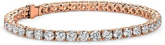 Cate & Chloe Olivia 18k Rose Gold Plated Tennis Bracelet with Cubic Zirconia Crystals | Women's Gold Bracelet with Round Cut Crystals, 7.5" Sparkling CZ Stone Bracelet for Women, Gift for Her