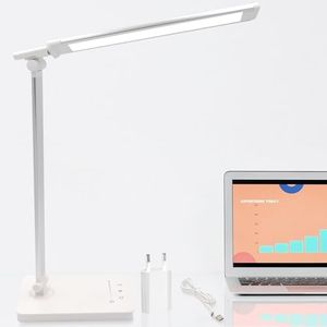 Qualore Lámpara Escritorio, Flexo Led Escritorio con 5 Niveles de Brillo y 5 Modos, Carga USB-C, Temporizador, Cuidado Ojos, Función de Memoria, Control Táctil, Luz Nocturna Mesita Studiar Infantil