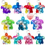 30 Packs Rainbow Bulk Turtle Mini Pop Fidget Keychain Bubble Gift for Boys Girls Birthday Holiday Party Favors, Small Classroom Student Stress Relief Rewards Prizes