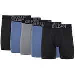 Gildan Men's Underwear Cotton Stretch Boxer Briefs, Multipack, Black Soot, Slate Blue, Grey Flannel (5-pack), Large