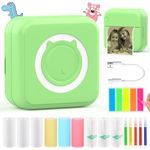 HuiJuKeJi Inkless Sticker Printer for iOS&Android Mini Thermal Printer with 10 Rolls Thermal Paper,Color Pen, Bluetooth Pocket Printer Smart Portable Receipt Printer for Photo Journal Notes Memo