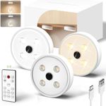 EZVALO Under Carbinet Kitchen Lights, Wireless LED Puck Lights Remote Control, 1200mAh Group Control Operated 3000K/5000K (Pack of 3)