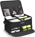 2 Layer Golf Trunk Organizer, Waterproof Car Golf Locker with Separate Ventilated Compartment for 2 Pair Shoes, Durable Golf Trunk Storage with 5 Dividers for Balls, Tees, Clothes, Gloves, Accessories