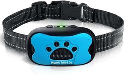 Organic Tails & Co Anti-Bark Collar for Dogs - Humane Beep & Vibration Training, 6 Sensitivity Levels, Smart Bark Detection, Long Battery Life, Adjustable Strap (Blue)