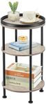 Side Table, Small Round Side Table for Small Spaces, 3-Tier Round Accent Table Slim Side Table, Modern Small End Table Corner Table Sofa Side Table for Living Room Small Nightstand Bedroom (Oak)