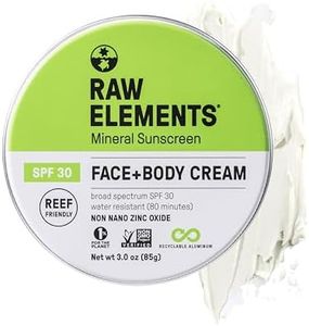 Raw Elements Face and Body All-Natural Mineral Sunscreen | Non-Nano Zinc Oxide, 95% Organic, Water Resistant, Reef Safe, Cruelty Free, SPF 30+, All Ages Safe, Moisturizing, Reusable Tin, 3oz (1-Pack)