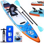 Tabla hinchables de Paddle Surf, Incluye Asiento de Kayak, 330 x 76 x 15 cm, Aleta Desprendible, Doble Remo Ajustable, Kit de Reparación, Capacidad de Carga hasta 150 kg