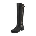 DREAM PAIRS Women's Knee High Boots Wide Calf Low Heel Riding Boots Fall Tall Boots for Women,Size 8,Black,UTAH-W