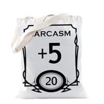 TSOTMO DD Stats Tote Bag Sarcasm +5 RPG Gift DM Gift RPG Gift Gaming Gamer Gift For Game Lovers Board Game Shoulder Bag (C.Sarcasm +5)