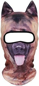 WTACTFUL 3D Animal Ears Balaclava Breathable Cover Hood Face Mask Sun Protection for Skiing Snowmobile Riding Hunting Music Festivals Raves Halloween Party Activities German Shepherd Dog MEB-11