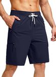 Kayrth Men's Swim Trunks Quick Dry Board Shorts with 5 Pockets Swimsuit Swimwear for Men - No Mesh Liner, Navy, Large