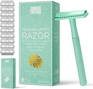 Jungle Culture® Metal Safety Razor for Women in Green • Reusable Razor & Travel Bag • Fits Double Edge Razor Blades • Single Blade Eco Friendly Men & Ladies Razor for Body & Face • Zero Waste