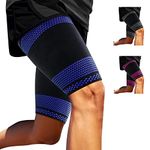 ABYON Thigh Compression Support Sleeves (1 Pair), Thigh Brace Breathable Elastic for Hamstring Quadricep Pain Relief, Anti Slip Upper Leg Sleeves for Men and Women