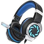 Meedasy 3.5mm Gaming Headset Wired Adjustable Earphone Headband with Microphone LED Light for Laptop Tablet Mobile Phones PS4 /PS4 pro/PS4 Slim/Xbox one/Laptop PC/Mac iPad/Smartphones