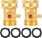 Sanpaint Water Hose Shut Off Valve, 2 Pack Heavy Duty 3/4 Inch Solid Brass Garden Hose Connector