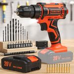 VIWKO Cordless Drill Set, 20V Electric Drill with Battery 2.0Ah, Cordless Screwdriver with Battery & Charger, 3/8" Keyless Chuck, 42 Pcs Accessories, Tool Kits for Home DIY