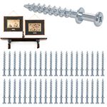 laffeya Bear Claw Screw, 40 Pack Double Headed Bear Claw Screw, Picture Hangers Multi Purpose Screw Hook for D-Rings, Wire, Sawtooths & Keyholes (Long size 40)