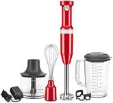 KitchenAid Cordless Variable Speed Hand Blender with Chopper and Whisk Attachment - KHBBV83, Passion Red, 1 Liter