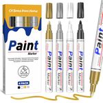 AOSUCO Paint Pens, 4 Colours Oil Based Waterproof Paint Markers Pen, 2-2.8mm Medium Tip Permanent Marker Pens for Rocks Painting, Fabric, Metal, Glass, Wood, Plastic, Ceramic, Mugs, DIY Craft