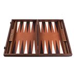 Luxury Manopoulos Caramel Brown Leatherette Backgammon Set, Mother Of Pearl Checkers - Premium Set Handmade in Greece by Experts