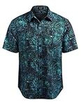 COOFANDY Mens Aloha Short Sleeve Shirt Hawaiin Button Down Summer Vacation Shirts Lake Blue