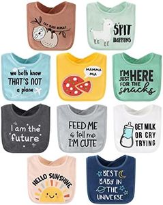 The Peanutshell Terry Baby Bib Set for Boys or Girls | Unisex 10 Pack Feeding, Teething, Drooling Hello Sunshine