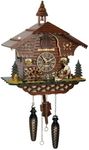 Trenkle Quartz Cuckoo Clock Black Forest House with Moving Wood Chopper and Mill Wheel, with music TU 4217 QM