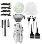 TWIREY Home And Professional Beauty Makeup Hair Cutting Scissors, Apron, Combs Hair Color Dye Brushes, Bowl For Hair Color, Salon Hair Clips, Hair Treatment Kit Combo,Silicone Highlighting Cap