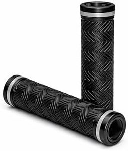 OXYGEN Bicycle Handle Grips Anti Slip Rubber Cycle Handle Grip with Lock Ring Ergonomic Shock Absorbing Cycle Handlebar Grip for MTB Road Hybrid Bicycle Black Large