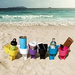 Home Queen Beach Cup Holders for Beverage, Phone, Drink, Multi-Functional Sand Coaster Cup Holder, Multicolor 6 Piece Set