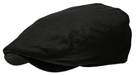 Men's Linen Flat Ivy Gatsby Summer Newsboy Hats (Black, LXL)