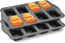 Skytail Mini Loaf Baking Pans 8-Cavity, Nonstick Small Cornbread Pan, Rectangular Cake Bake Mould Deep Bakeware Tray for Professional and Home, Heavy Duty Brownie Pan, Dark Grey