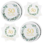 WenmthG 50th Birthday Party Tableware Set Sage Green - 40Pcs Paper Plates and Napkins Disposable for 20 Guests - Happy Birthday Party Supplies - Birthday Decorations - Birthday Gifts for Men Women