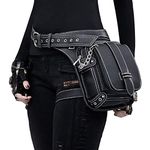 RainboSee Gothic Waist Bag Punk Tactical Drop Leg Bag Outdoor Bike Motorcycle Cycling Hiking Fanny Pack Hip/Thigh Pouch Shoulder Bag Black, Black Chain, Small