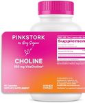 Pink Stork Choline - 550 mg Choline Bitartrate from VitaCholine for Pregnant + Postpartum Moms - Prenatal Vitamin for Fetal Cognitive Health + Breast Milk Quality - 1 Capsule Daily, 30 Count