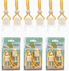 ikeda fragrance Automotive Air Freshener 4ml Car Scents | 45-Days Keep Fragrance | Auto Hanging Diffuser Bottles | Remove Odor Long Lasting Fresh Air for Women Deodorizer (6pcs Coconut)