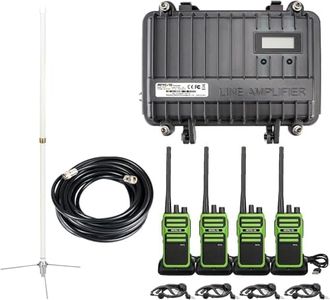 Retevis RT97 GMRS Repeater Communication Set, Full Duplex Radio Repeater(1 Pack) and RB17A GMRS Walkie Talkies(4 Pack) with Earpiece, for Farm, Warehouse