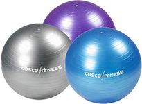 Cosco Anti Burst Fitness Gym Ball with Footpump (Multi Color, Size - 85cm) | Material - Leather | Exercise Ball | Medicine Ball | Heavy Duty | Preganancy Workout | Inflatable Exercise Ball