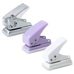 3 Pcs Single Hole Punch, Mini Paper Punch 10 Sheets Capacity Single Hole Punch for Paper, 3-Colors