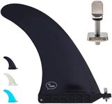 Ho Stevie! Longboard/SUP Center Fin + Free No-Tool Screw - Easy Installation - Stronger Than Regular Nylon Fins (Black, 8 inches)